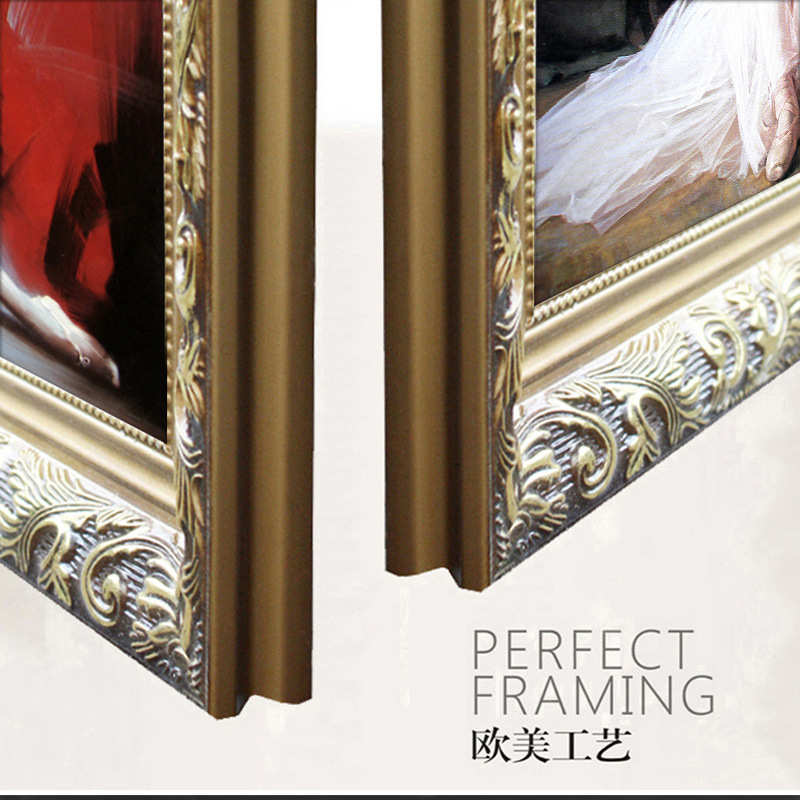 绿牌现代简欧装饰画欧式客厅油画有框画挂画墙画芭蕾舞人物壁画