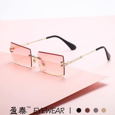 Fashion Rimless Square Sunglasses for Men Women Sun Glasses