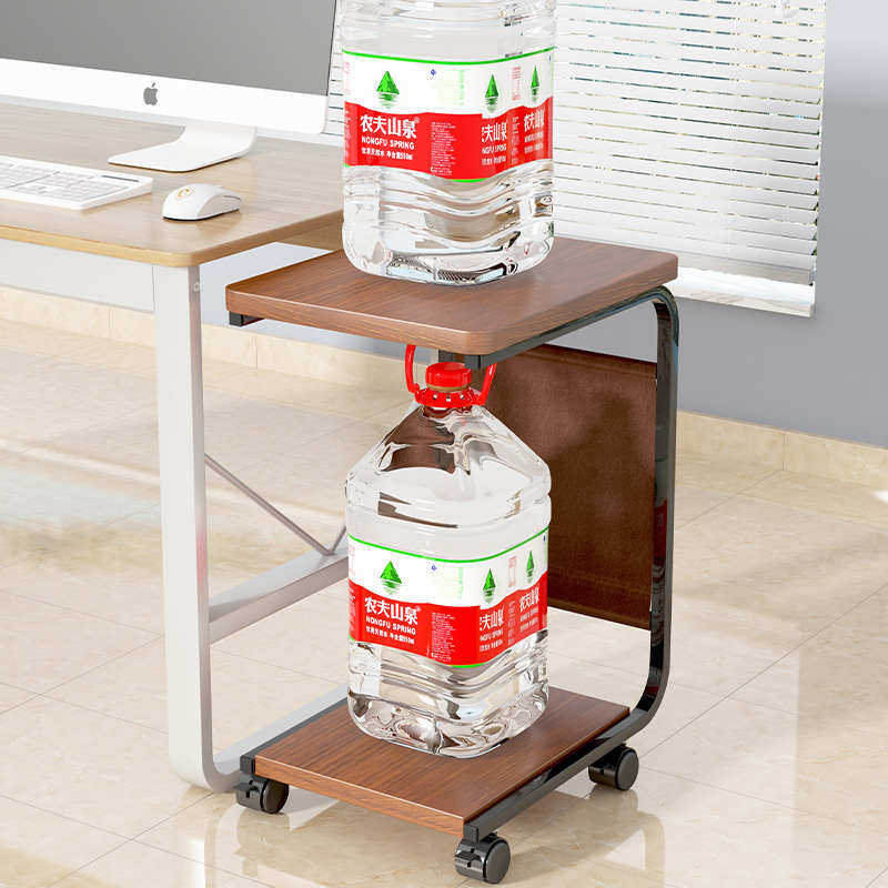 打印机置物架电脑桌旁双层主机收纳架可移动办公工位落地主机托架