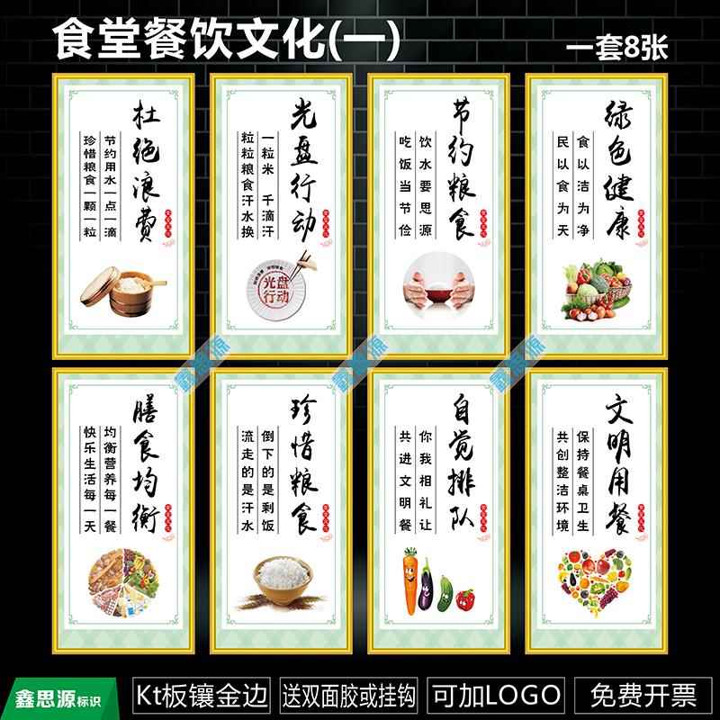 食堂文化标语墙贴餐饮珍惜粮食挂图标识饭厅光碟行动宣传海报标牌