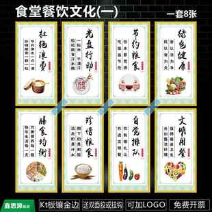 食堂文化标语墙贴餐饮珍惜粮食挂图标识饭厅光碟行动宣传海报标牌