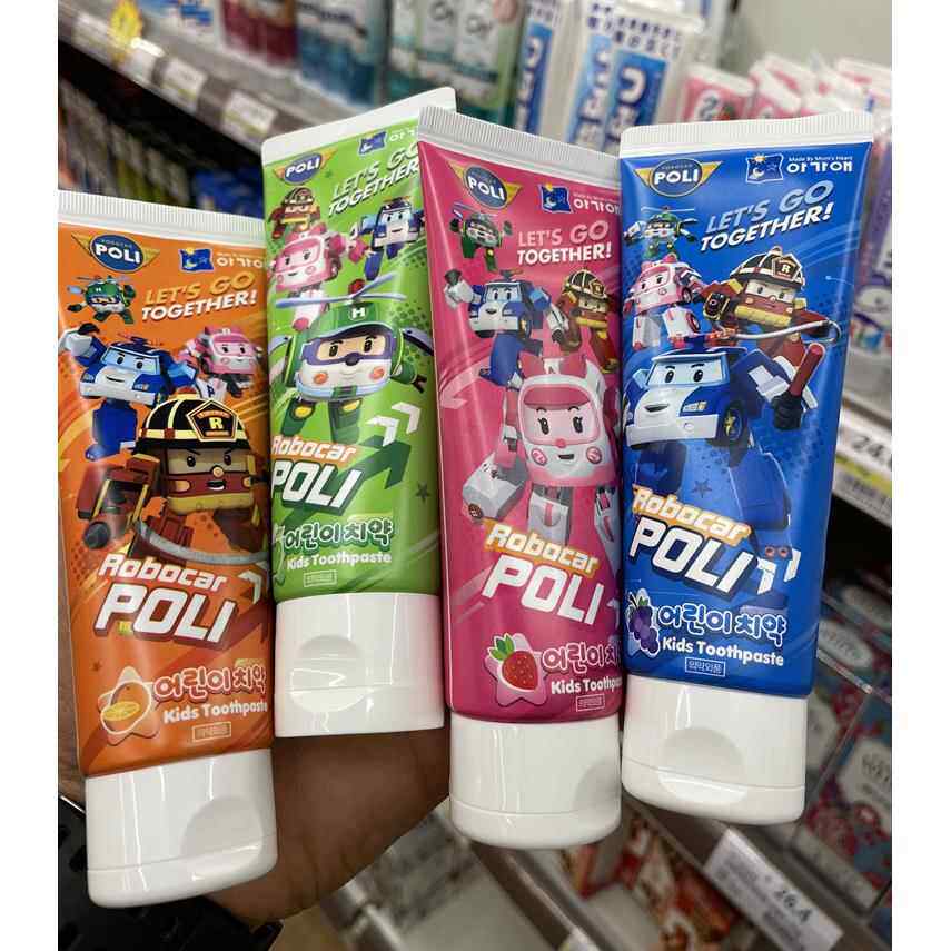 韩国进口珀利变形警车儿童水果味牙膏齿宝宝卡通牙刷低氟