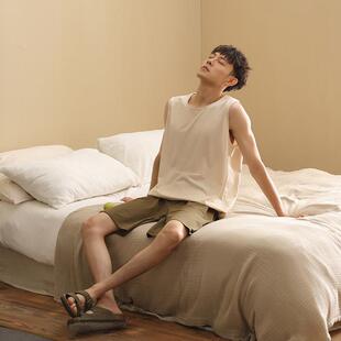 背心无袖 莫代尔睡衣男夏季 薄款 套装 宽松凉感家居 大尺码 超柔软