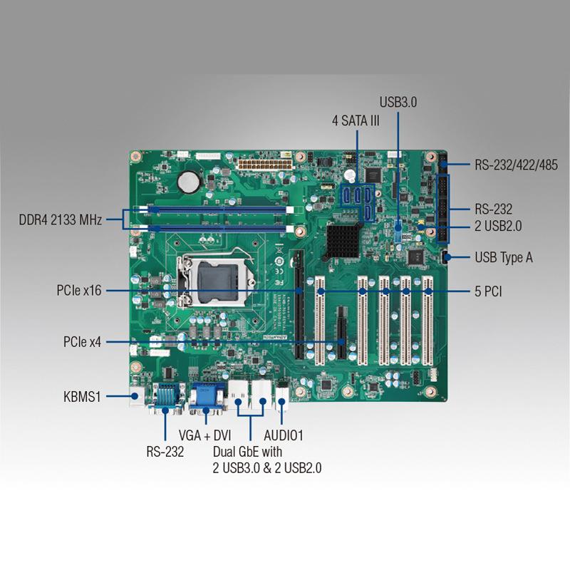 研华ATX工控大主板AIMB-705VG酷睿6代7代H110芯片X4X16槽5PCI单网