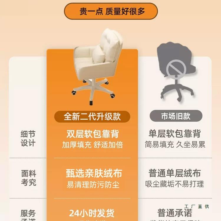 女生卧室沙化妆主椅奶油风梳妆客凳美甲店人椅子单人QLE休闲发椅