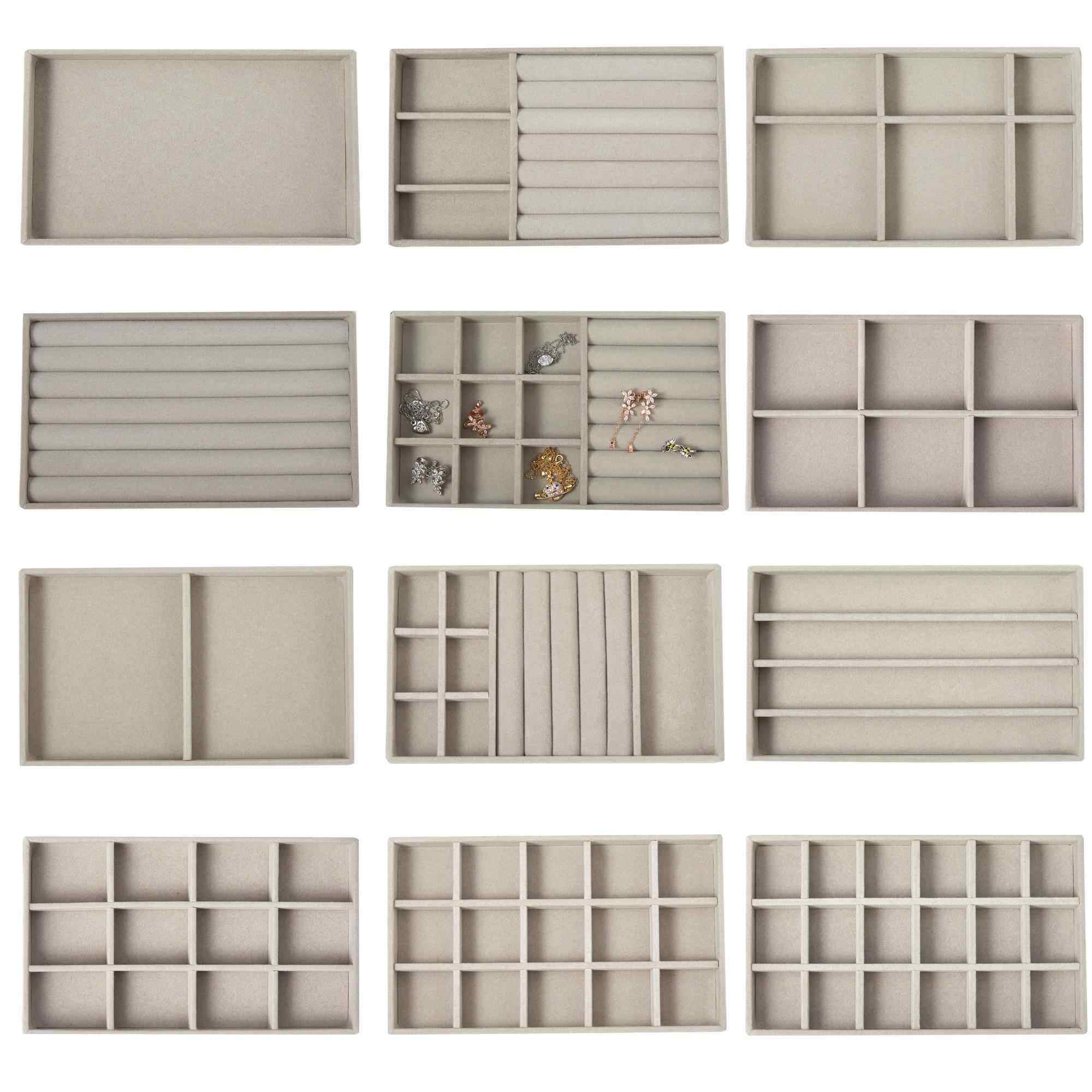 灰色绒布首饰托盘珠宝展示道具戒指项链耳钉手镯饰品收纳盒陈列盘,收纳整理,首饰盒,淘宝优惠券,粉丝福利购,淘宝优惠卷