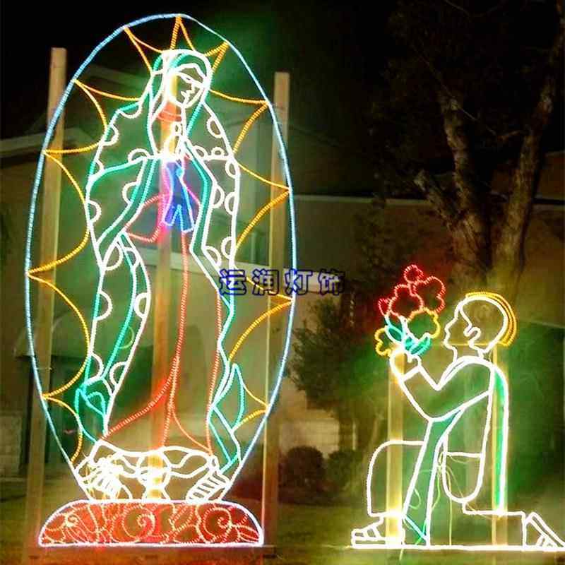 户外led灯带人物造型灯铁艺平面雪花圣诞节日麋鹿灯公园景区亮化