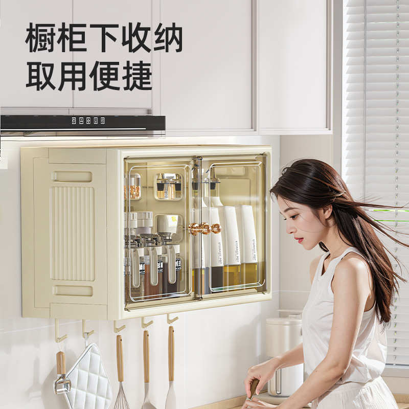 浴室收纳柜免打孔壁挂带磁吸柜门防尘储物架家用卫生间壁挂置物架