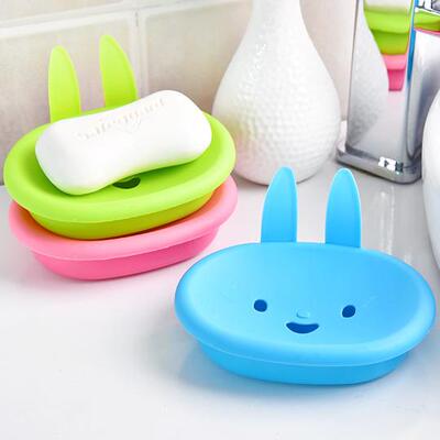 Creative Cute Rabbit Soap Box, Cartoon Smiling Bunny Double