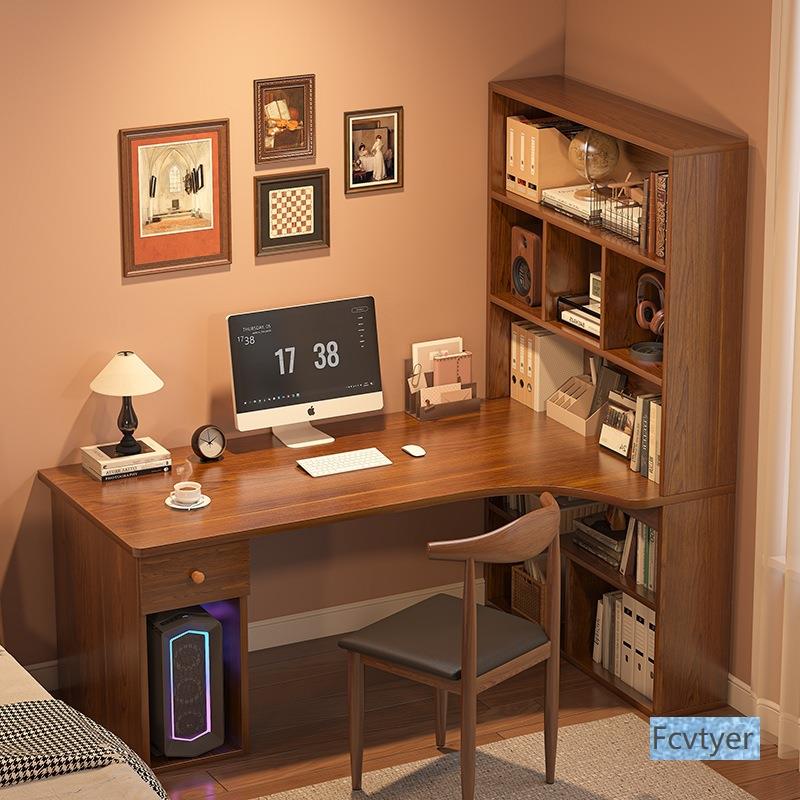 速晓钦写字桌卧室电脑桌子桌学生书桌书柜一体简易台式办公家用电