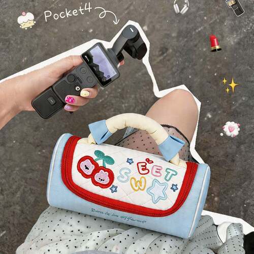 卡通大疆pocket4/3收纳包2026新款韩系刺绣手提袋云台运动相机包.