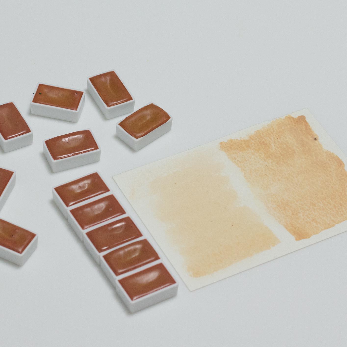 珊瑚红 Red Coral天然固体红色水彩颜料全块半透明适用人物肤色