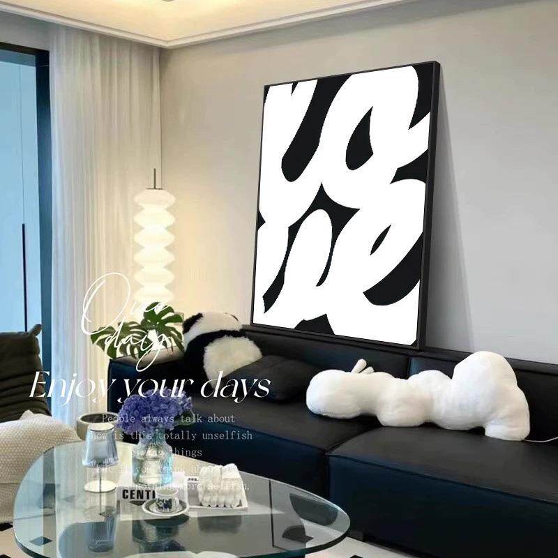 铝合金壁画装饰画客厅极简黑白字母玄关画高级感沙发背景墙挂画