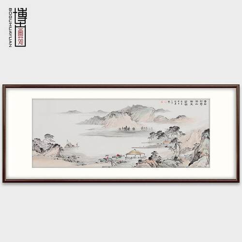 新中式客厅装饰画名师手绘办公室山水画沙发背景墙壁画水墨画国画