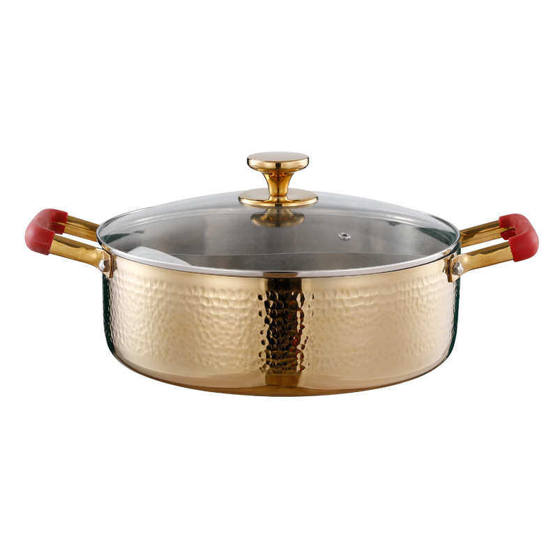 厂家D制不锈钢波纹鸳鸯锅316火锅盆家用锅具锤纹加厚火锅金色蒸锅,厨房/烹饪用具,火锅,淘宝优惠券,粉丝福利购,淘宝优惠卷