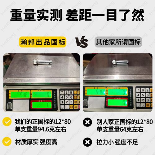 正国标镀锌膨胀螺丝大全钢拉爆膨栓加长铁膨胀6M8M10M12M14M16M20