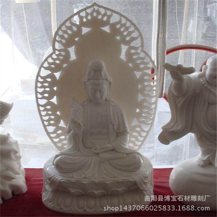 厂家直供汉白玉娑婆三圣佛像家居观音地藏王菩萨室内小型摆件