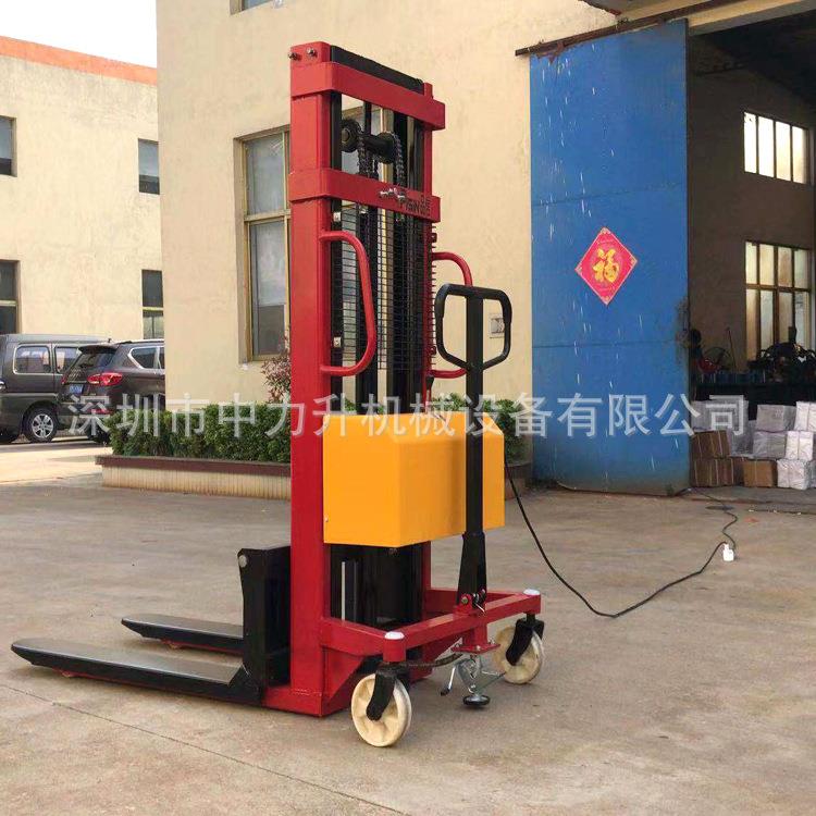 交流电半电动堆高车 2吨220V半电动升高车 电动叉车堆垛机