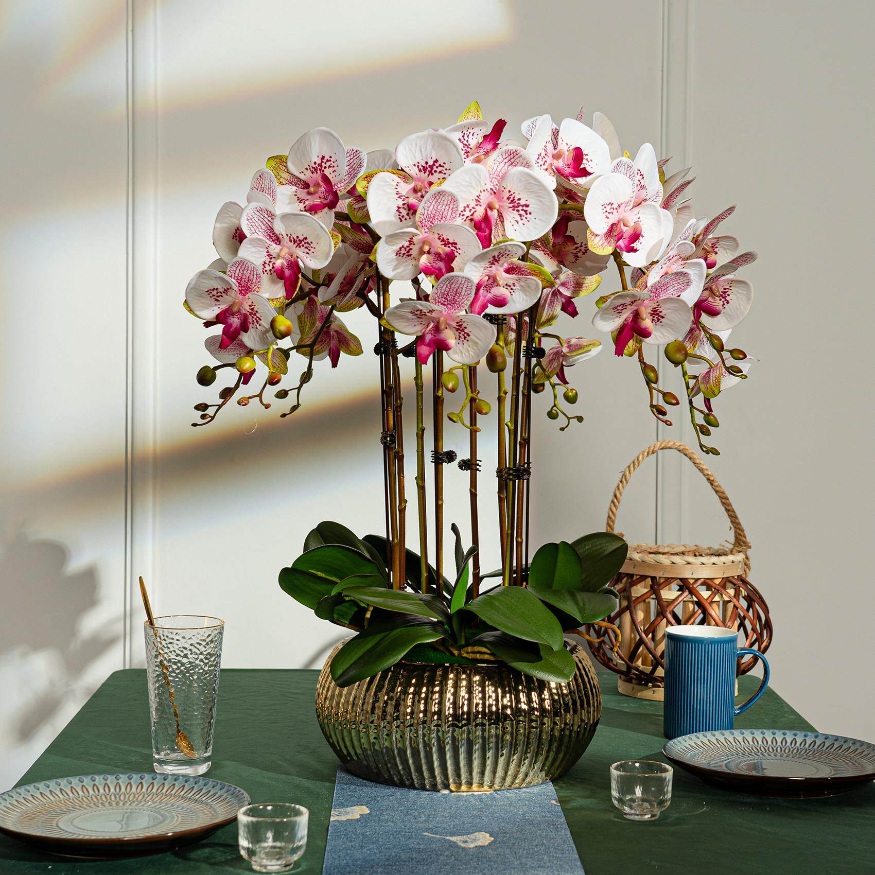 高档大手感彷真蝴蝶兰花室内客厅前台摆件装饰摆设假花艺盆栽轻奢