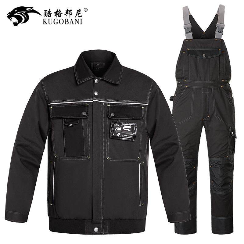 正品工装背带裤服男工作服耐磨连体机劳保宽修松直筒吊带反条的光