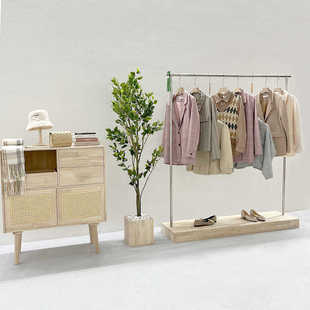 店展示架 专用中岛货架不锈钢拉丝银落地原木色童装 服装 店衣架女装