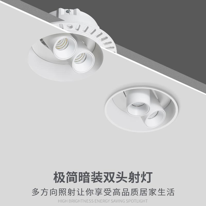 双头可调角度可摆头摇头窄边无边框射灯象鼻家用led玄关背景嵌入