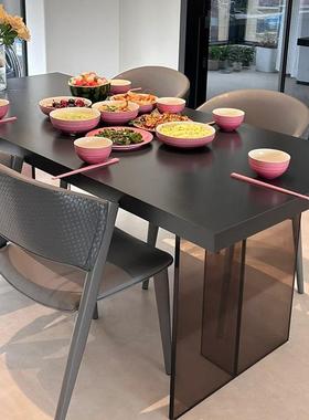 木原木亚力悬浮实餐桌长方形现代克88528简约油风小户型家用书奶