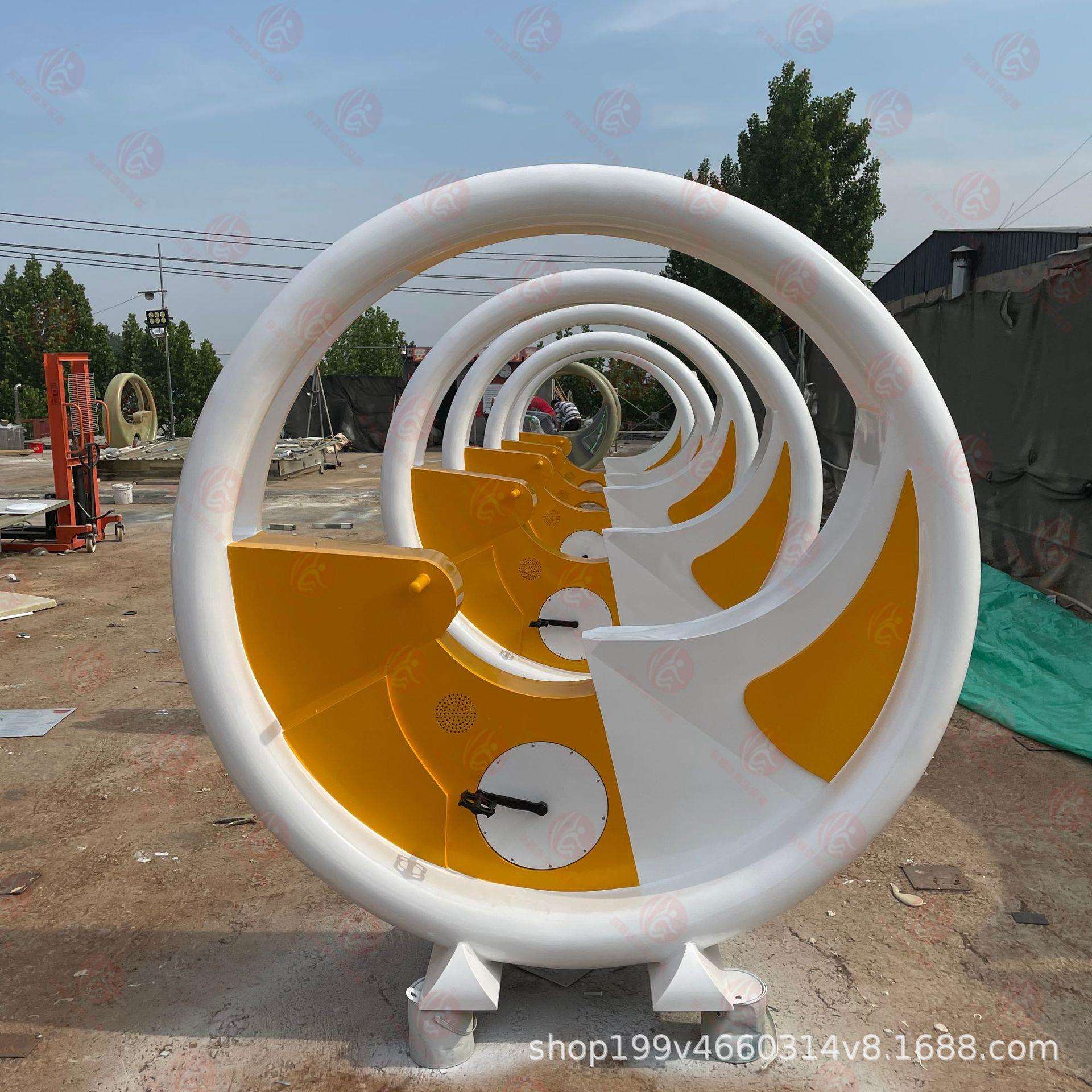 互动骑行发电喷泉单车设备制作 炫彩发光无动力脚踏踩不锈钢水车