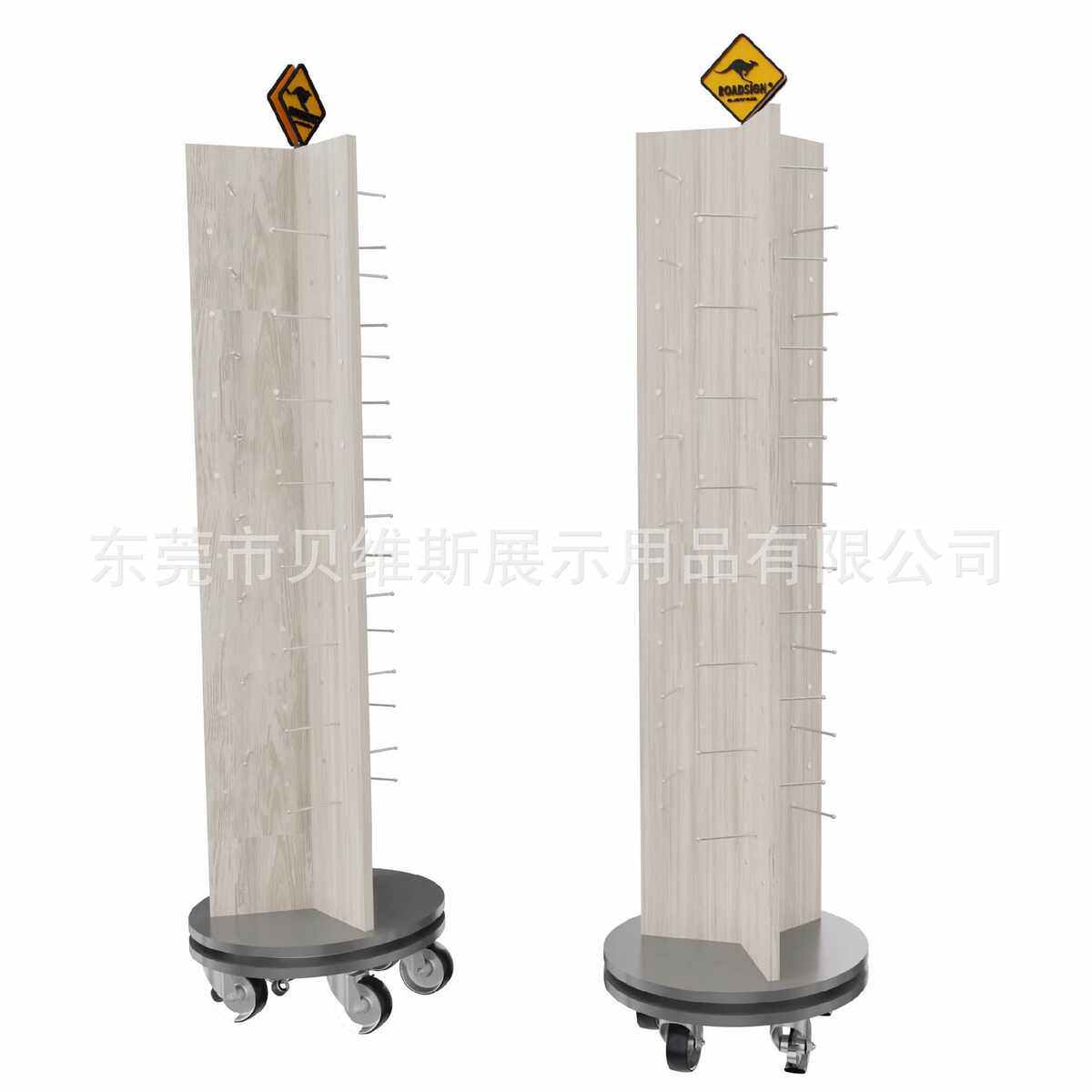 珠宝首饰展架礼品饰品展柜旋转陈列架木制落地移动滚轮展示架展板