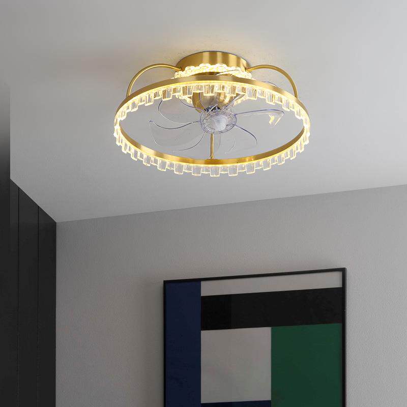 360度摇头风扇灯卧室灯全铜吸顶灯北欧智能简约遥控餐厅灯吊扇灯