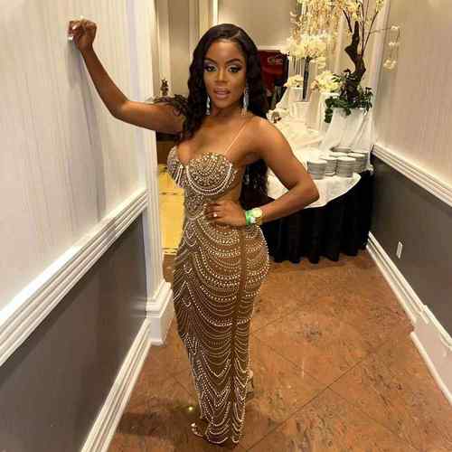 Womens sexy strapless rhinestone bubble beaded evening gown