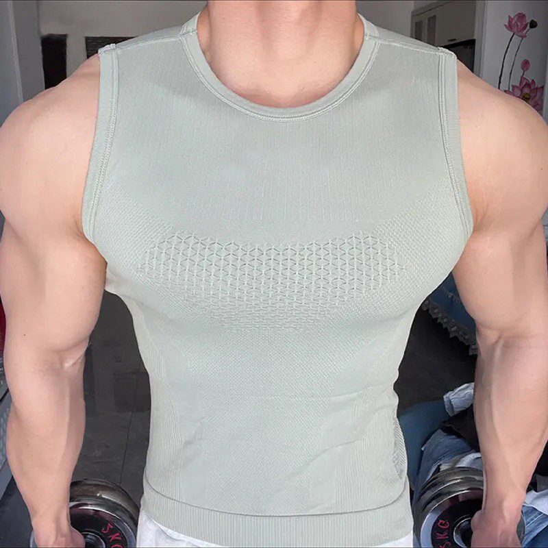 美式夏季男款跑步骑行健身运动无袖背心高弹透气排汗速干短袖背心