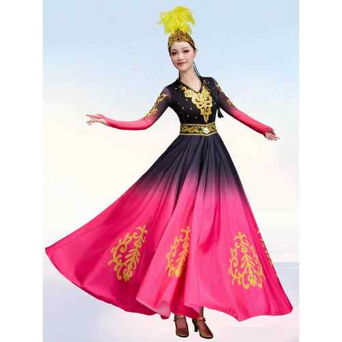 正品新款新疆舞蹈服装出服女人开舞场大摆裙维成吾尔族现代表演演