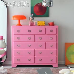 桦崟安妮世家十抽屉斗 柜 卧室客厅储 物 柜 收 纳 柜 实木玄关 柜 餐边 柜 粉色 柜摆件饰品床笠拉车