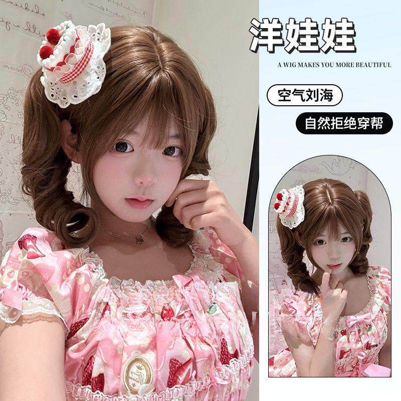 【洋娃娃】假发女少萝lolita短发虎口夹双马尾日常网红自然全头套