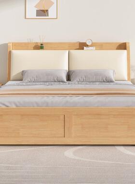 实床1.5米现代简1.2m约单人床原木可充型电CEI1.8木经济出租房双