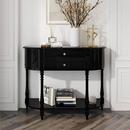 简约玄关台门厅柜靠墙桌 复古玄关桌美式 法式 全实木半圆玄关柜欧式