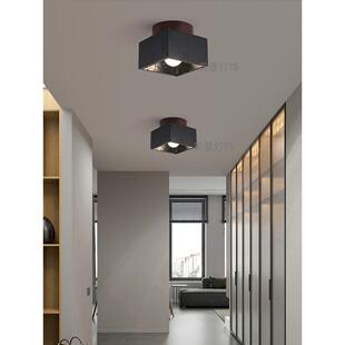 简约现代过道吸顶灯黑色石灰华意大利极简主义黑色走廊入口家斯堪