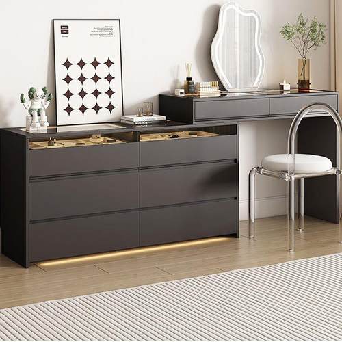 意738式实木梳妆台斗柜一梳梳台卧室收纳柜高体端智能斗柜家妆居