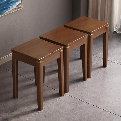 全实木小凳子客厅家用餐凳可叠放新中式餐桌椅方凳高脚凳简约现代