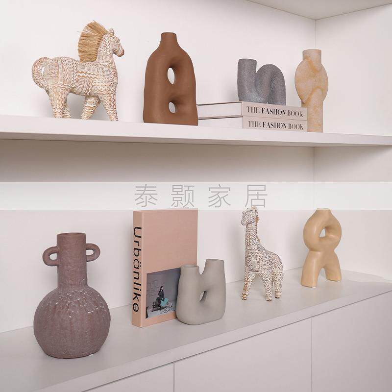 现代简约家居软装样板间客厅书房书柜极简风饰品组合套装创意摆件