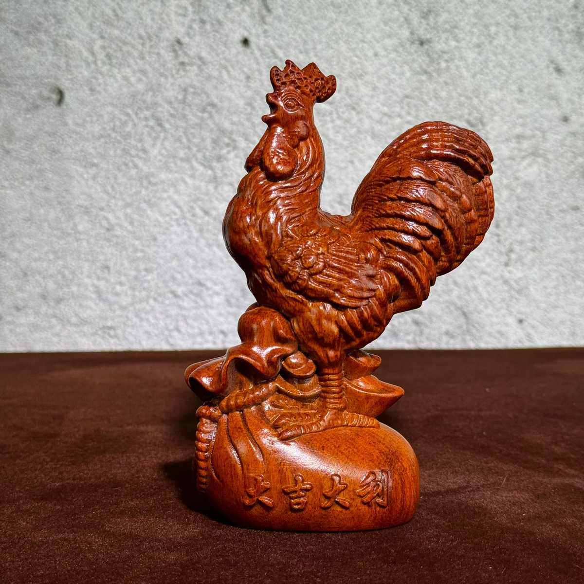 黑檀木雕公鸡摆件客厅大吉大利工艺品实木雕刻十二生肖鸡红木礼品