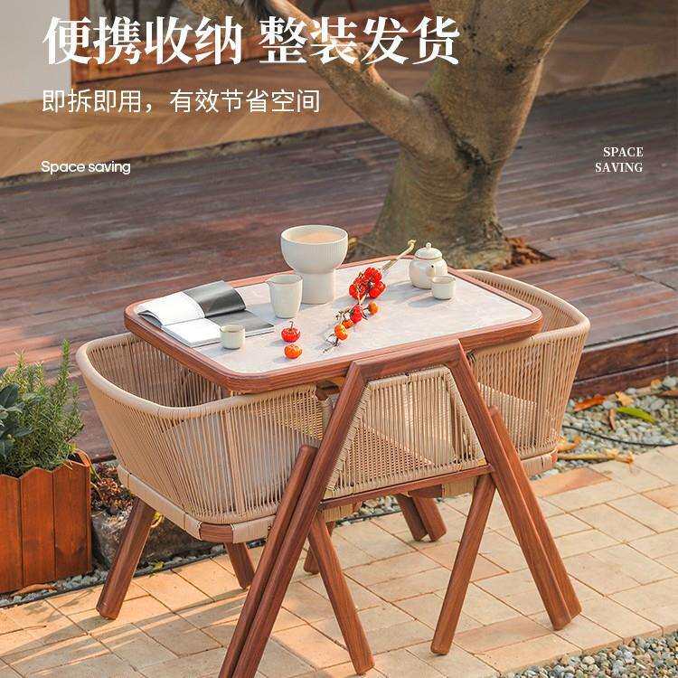 阳台小桌椅藤椅三件套组合小户型看书喝茶休闲茶桌椅户外一桌二椅
