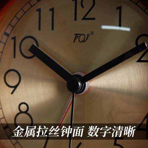 实木夜钟灯贪睡小闹台床头面座钟学生用静音桌时YFM尚面时钟台钟