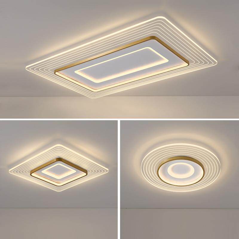 新款超薄LED吸顶灯简约卧室条纹亚克力长方形客厅灯全屋套餐灯具