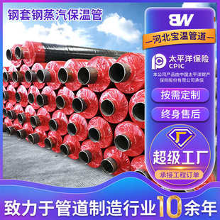 预制直埋岩棉复合蒸汽保温管 钢套钢保温钢管 钢套钢蒸汽保温钢管