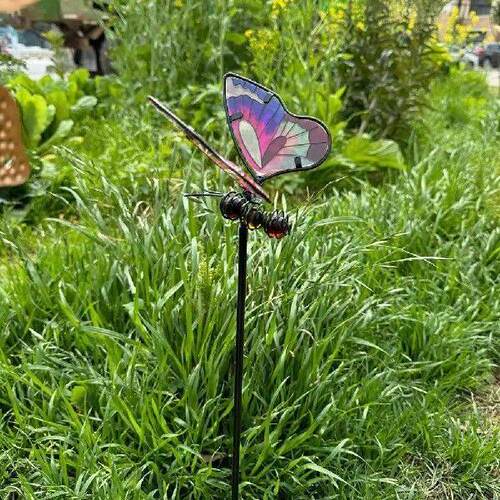 Crafts Metal Dragonfly Garden Stake Creative Colorful