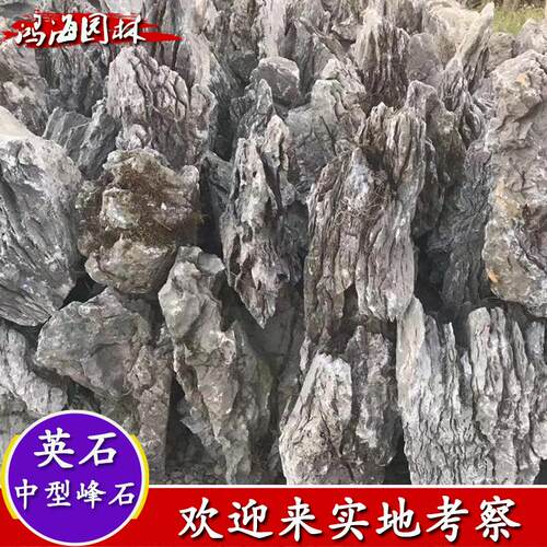 天然园林假山石景石假山流水造景石英石峰石酸洗青龙石英石