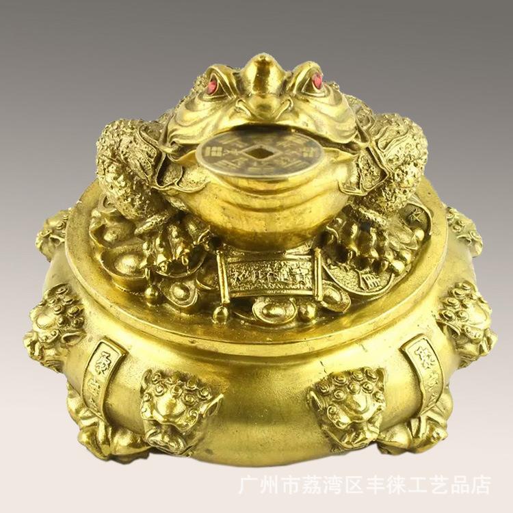 铜金蟾摆件 金蟾聚宝盆家居客厅 装饰蟾蜍工艺品