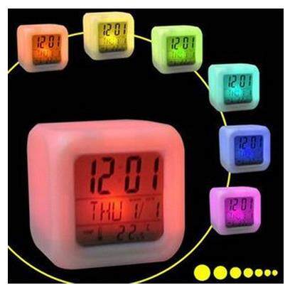 Colorful Changing Alarm Clock Creative Square Clock Cross-bo